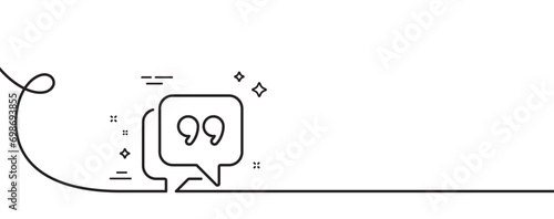 Quote bubble line icon. Continuous one line with curl. Chat comment sign. Speech bubble symbol. Quote bubble single outline ribbon. Loop curve pattern. Vector