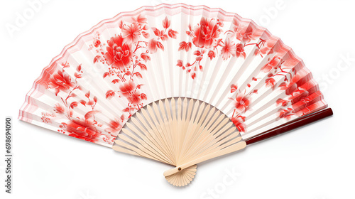 Chinese folding fan Chinese mountains. Isolated on white background. 