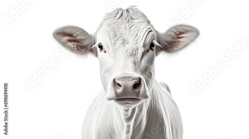 White cow face. Spotted cow. Farm animals. Isolated on white background photo