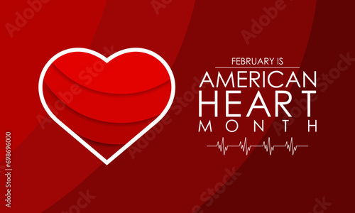 vector illustration of february is american heart month.For banner, flyer, poster design template. 