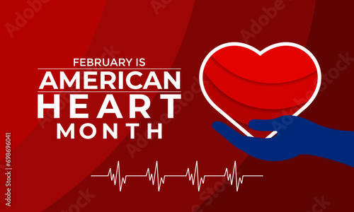 vector illustration of february is american heart month.For banner, flyer, poster design template. 