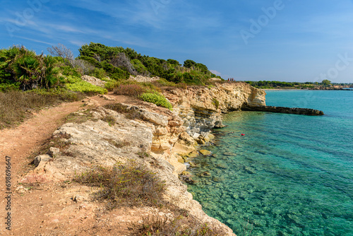 Fototapeta Naklejka Na Ścianę i Meble -  Rocky coastline in the Gelsomineto area, near Siracusa, in Sicily
