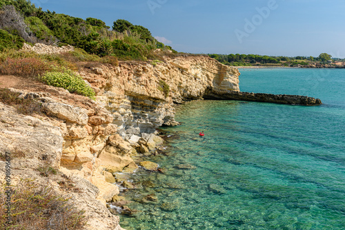 Rocky coastline in the Gelsomineto area, near Siracusa, in Sicily