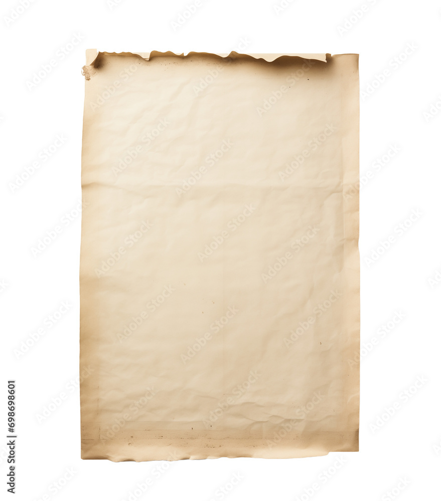 Old vintage paper isolated on transparent background.
