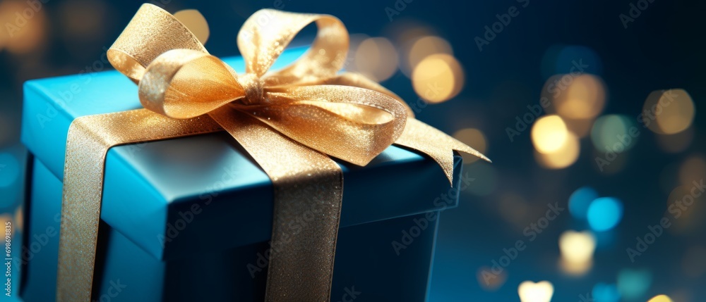 © Ashi - Vibrant gift wrapping: closeup view of a beautifully wrapped present with elegant ribbon and bow