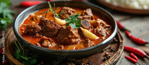 Massaman curry with beef, a popular dish in Thai cuisine.