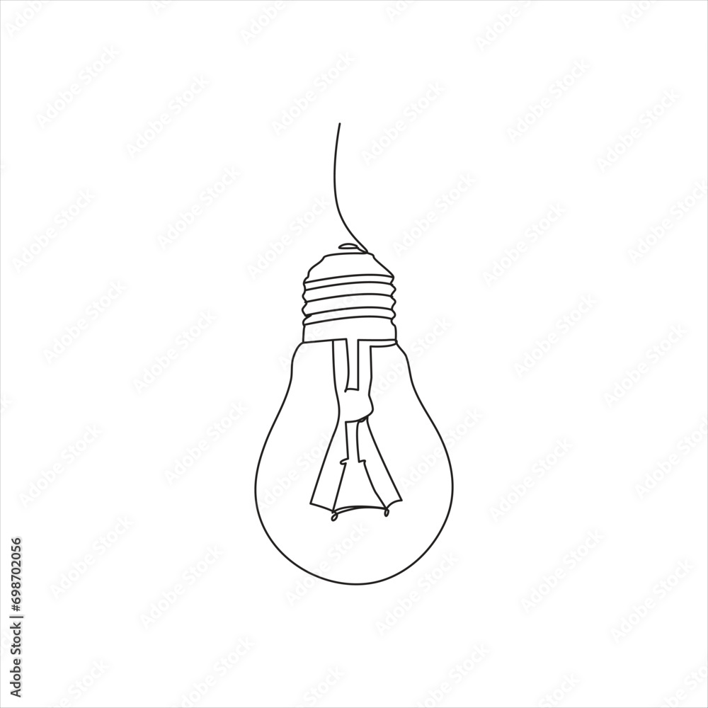 Light bulb continuous single line drawing. line art vector illustration
Light bulb continuous single line drawing. line art vector illustration