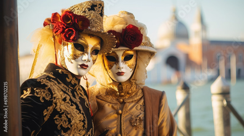 a person in a carnival Venetian mask against the background of the city, traditional Italian holiday, Venice, masquerade, costume, outfit, girl, woman, art, celebration, theater, doll, decor, design