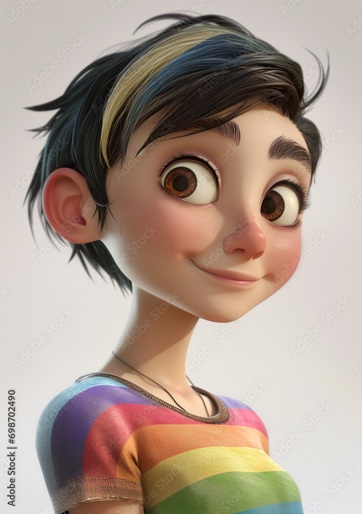 portrait of a cute LGBT proud person character portrait of a cute LGBT proud person character