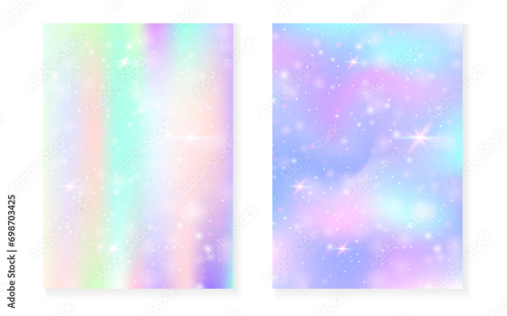 Unicorn background with kawaii magic gradient. Princess rainbow hologram. Unicorn background with kawaii magic gradient. Princess rainbow hologram.
