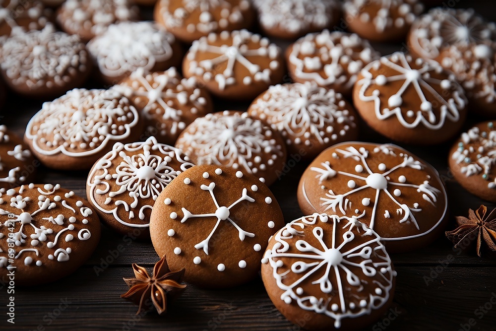Delicious ginger cookies for Christmas and New Year, homemade baked goods. Delicious ginger cookies for Christmas and New Year, homemade baked goods.