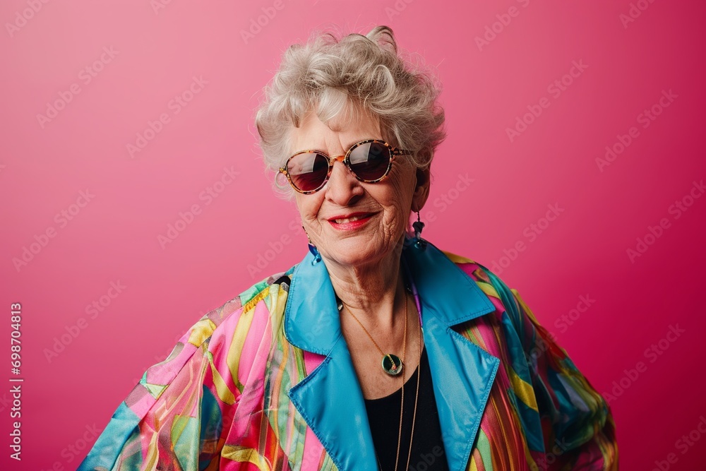 Groovy Grandma: 80s Dance Attire and Sunglasses on Pink
Groovy Grandma: 80s Dance Attire and Sunglasses on Pink