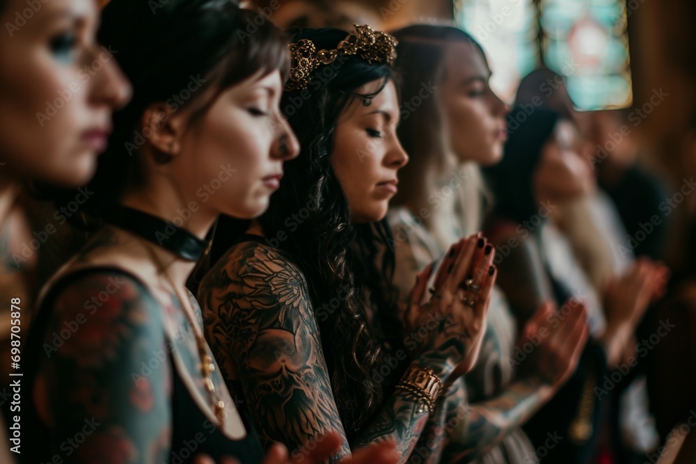 Diverse Expression: Young Tattooed Individuals at a Baptism Ceremony