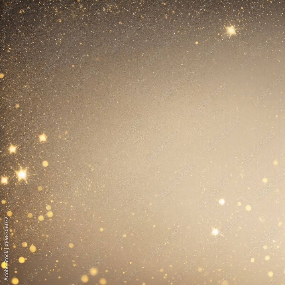 Gray background with golden sparkling particles and bokeh lights. background with gold foil texture