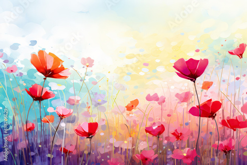 Abstract colorful flower meadow illustration
