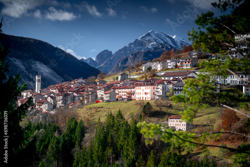 Erto e Caso, Italian Village. 
A small village located under the mountains. 
 photo