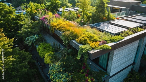 Eco-Friendly Rooftop: Greenery Meets Solar Panels

