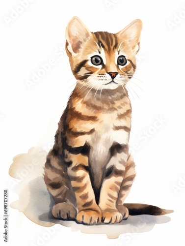 Minimalistic Superb Watercolor Illustration of a Playful Toyger AI Generated
