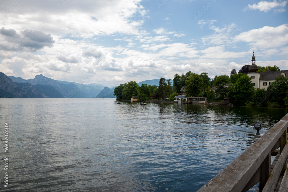 View of Lake Traunsee near Gmunden in Austria