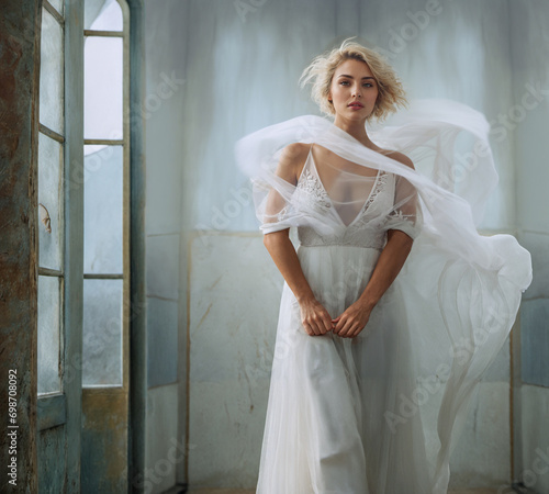 woman in white dress escape...
