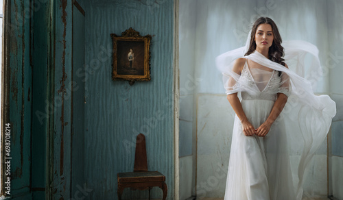 woman in white dress escape...