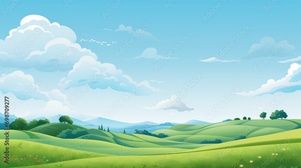 A serene landscape featuring rolling hills and a clear blue sky, perfect for a nature-themed vector background.