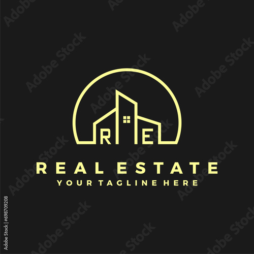 RE initials homes modern building company logo vector.eps