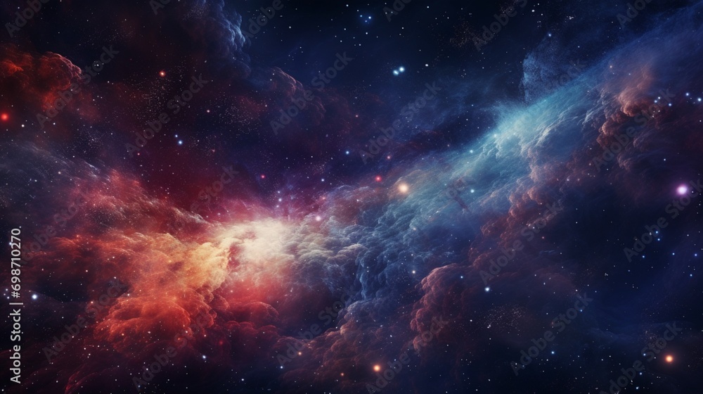A swirling galaxy of stars and nebulae against a dark cosmic backdrop, perfect for a space-themed vector background.
