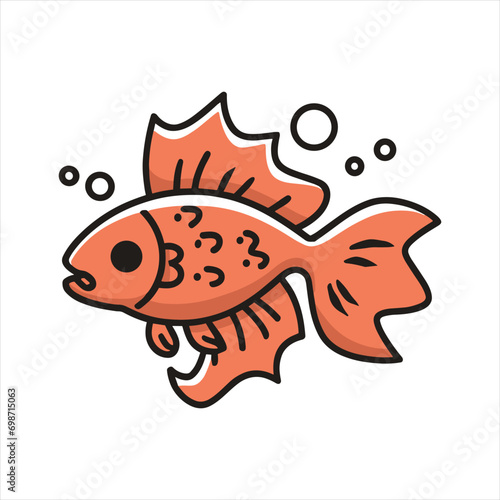 cute Fighting Fish simple minimalism flat color 