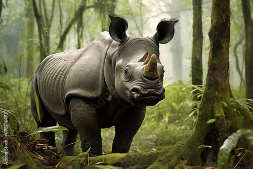 Javan Rhino (Rhinoceros sondaicus) Ujung Kulon National Park in Java, Indonesia photo