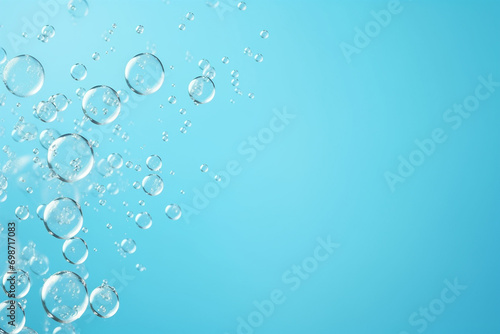 Water surface texture with bubbles and splashes. Clear water abstract nature background