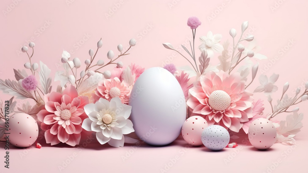 colorful easter eggs with flowers, easter card colorful easter eggs with flowers, easter card