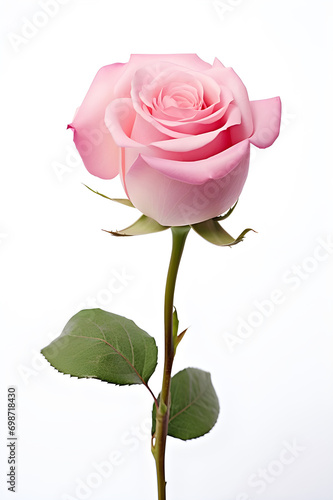 Photo of pink rose  minimal   clean   isolated on white background