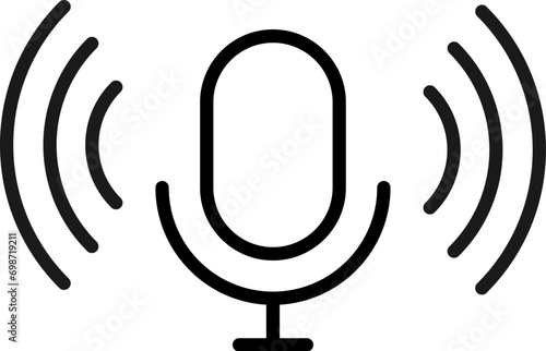 Microphone Simple Outline Icon. Suitable for books, stores, shops. Editable stroke in minimalistic outline style. Symbol for design