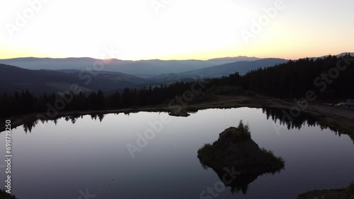 Sonnenuntergang am Hebalmsee, Steiermark, Österreich photo