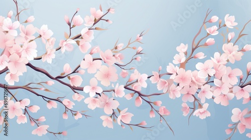 A pattern of delicate cherry blossoms against a soft pastel backdrop, perfect for a spring-themed vector background.