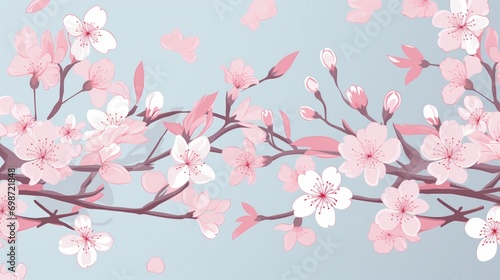 A pattern of delicate cherry blossoms against a soft pastel backdrop  perfect for a spring-themed vector background.