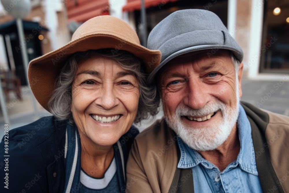 Obraz premium Happy senior couple taking a selfie