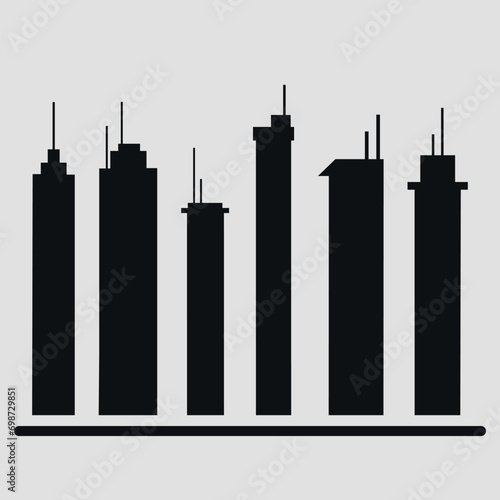 Buildings  cityscape. Silhouettes. Set of icons of houses. Vector on the background