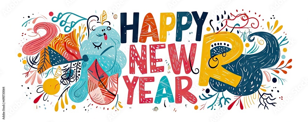 happy new year banner illustration Generative AI
