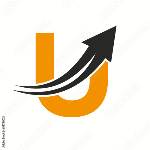 Financial Logo On Letter U Concept With Growth Arrow Icon