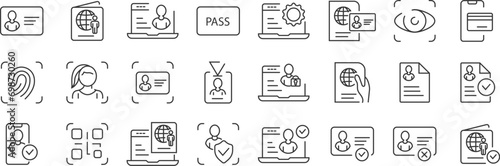 Verification and authorization symbols. Set of simple icons in silhouette. Vector illustration. EPS 10
