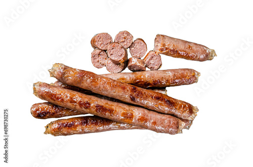 Roasted meat sausage  Transparent background. Isolated.