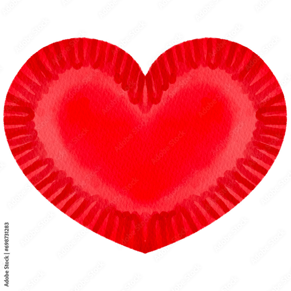 Watercolor red heart with paper texture.Valentine's Day. Watercolor red heart with paper texture.Valentine's Day.
