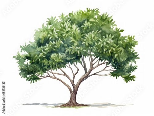 Sweet Bay Tree Watercolor Illustration on White Background AI Generated