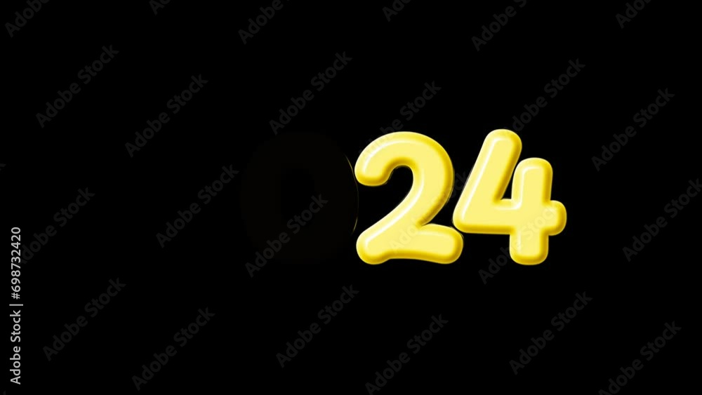 Greeting video new year 2024 animation 4k with light glass text 3d Greeting video new year 2024 animation 4k with light glass text 3d