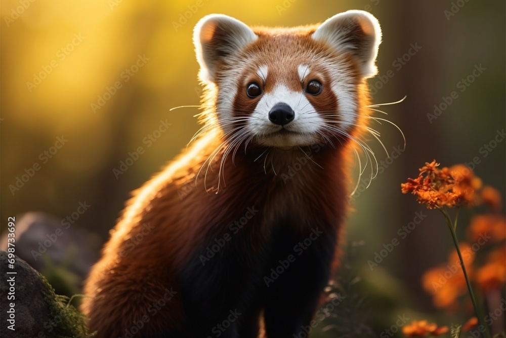 Obraz premium Elusive beauty weasels portrait set against the enchanting forest backdrop