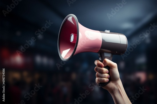 Amplify your message a hand wields a megaphone, broadcasting powerful promotions © Jawed Gfx