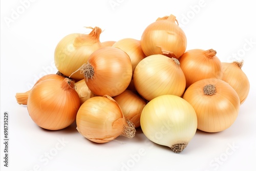 Fresh and vibrant onions on a clean white background for advertisements and packaging designs