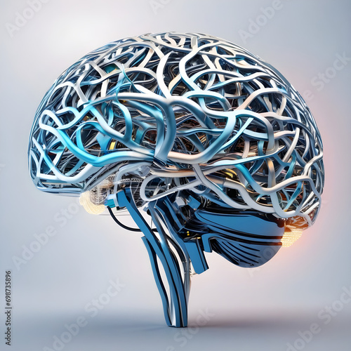 Brain connected to technology photo